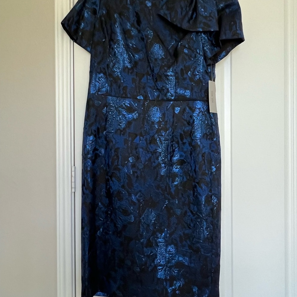 Teri Jon One Shoulder Navy Dress